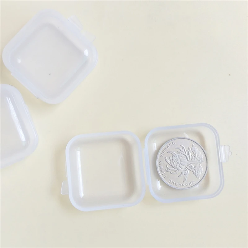 100 Uds. Cajas de accesorios de pesca, caja cuadrada pequeña de plástico transparente, nuevo material, almacenamiento de anzuelos de pesca, Mini aparejos de pesca - imagen 4