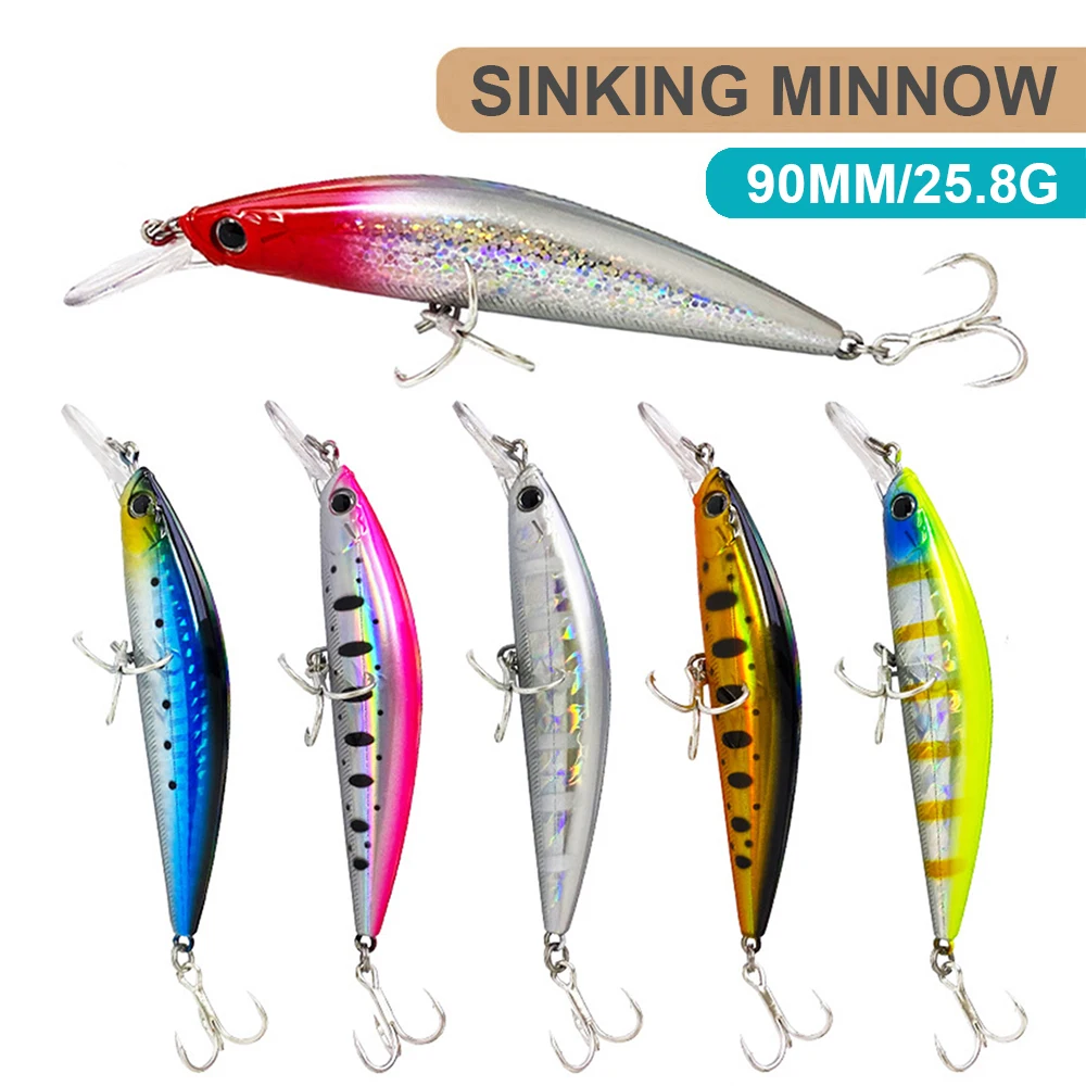 Señuelos de pesca de 9cm y 25,8g, pececillo que se hunde, Wobbler, cebo duro Artificial de fundición larga, tamaño grande, pesca pesada en agua salada, lubina MN710 - imagen 3