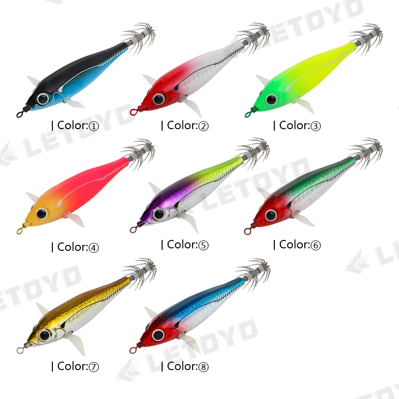 LETOYO 73mm/8g 90mm/10g Cebo flotante para calamares Cebo luminoso para pesca con jig Cebo artificial EGING Para Señuelo para pulpo Webfoot  Pesca de sepia EGI  Señuelo para pesca en el mar - imagen 5