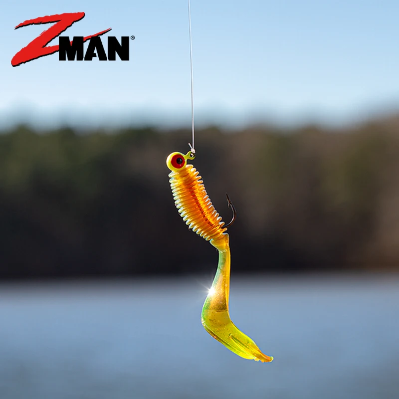ZMAN GRUBZ-cauda rizadora de 2,5 pulgadas, hilo de gusano bifurcado, cola múltiple resistente a desgarros, cebo suave, cola rizadora, gusano Ned, pesca
