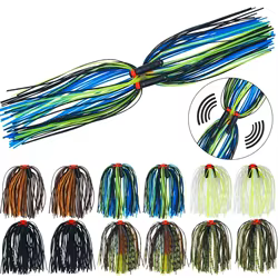 Faldas de plantilla de silicona para pesca de lubina, falda con sonajeros de tubo, 50 hebras, Spinnerbait, Buzzbaits, Material de atado de moscas, 6/12 Uds.