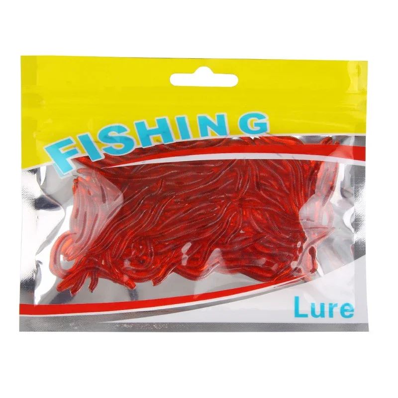 100 unids/bolsa simulación de lombriz cebo suave 3,5 cm cebo falso señuelo de gusano rojo pesca en el mar carpa cruciana señuelo suave de pescado - imagen 5