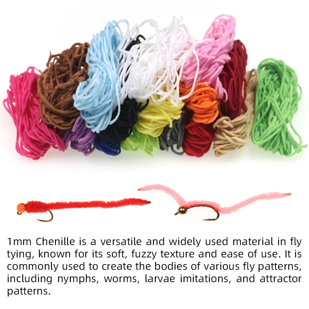 Wifreo, 2 paquetes de Material de atado de moscas de chenilla ultrafina de 1mm para gusanos de San Juan, caddis emergente, ninfas, trucha, perca, señuelo de pesca - imagen 5