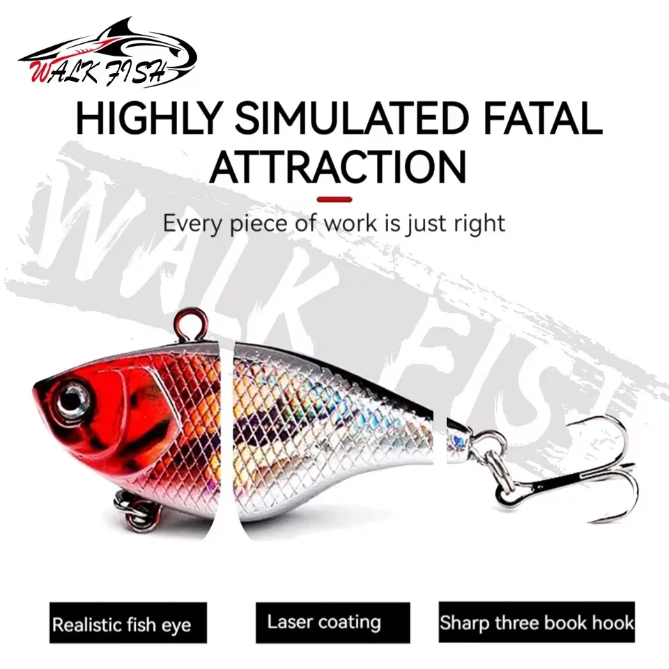 WALK FISH 1 Uds 4cm 4,5g cebo de pesca engranaje Mino VIB señuelo Micro-objeto cebo duro sacudiendo hundimiento boca volteada lubina cola roja - imagen 4