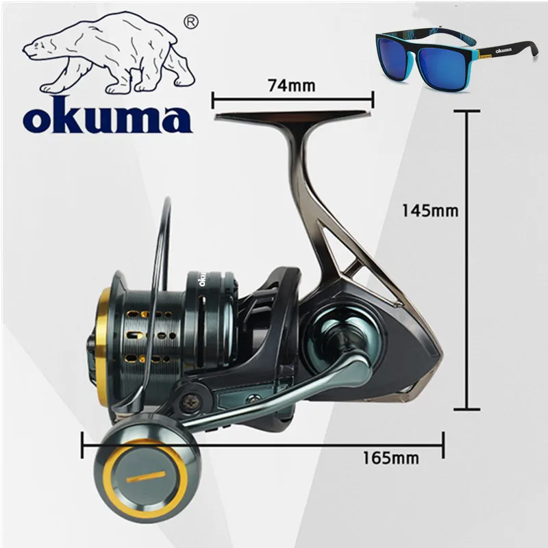 Rueda giratoria Okuma, rueda de lanzamiento remota de objetos grandes, rueda de anclaje totalmente de metal sin costuras, rueda de poste de mar, rueda de sedal de pesca