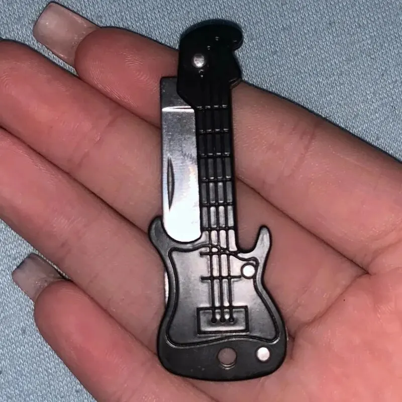 Mini llavero de guitarra, cuchillo plegable de acero inoxidable, cuchillos de filet de pesca, cuchillo plegable multifunción portátil para exteriores - imagen 5
