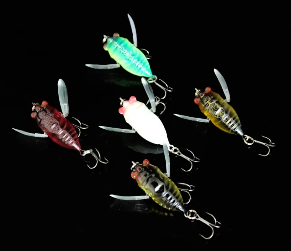 Señuelo de pesca de 5cm y 6,5g, cebo Artificial de simulación de Cicada, cebos duros de superficie Popper, 5 piezas