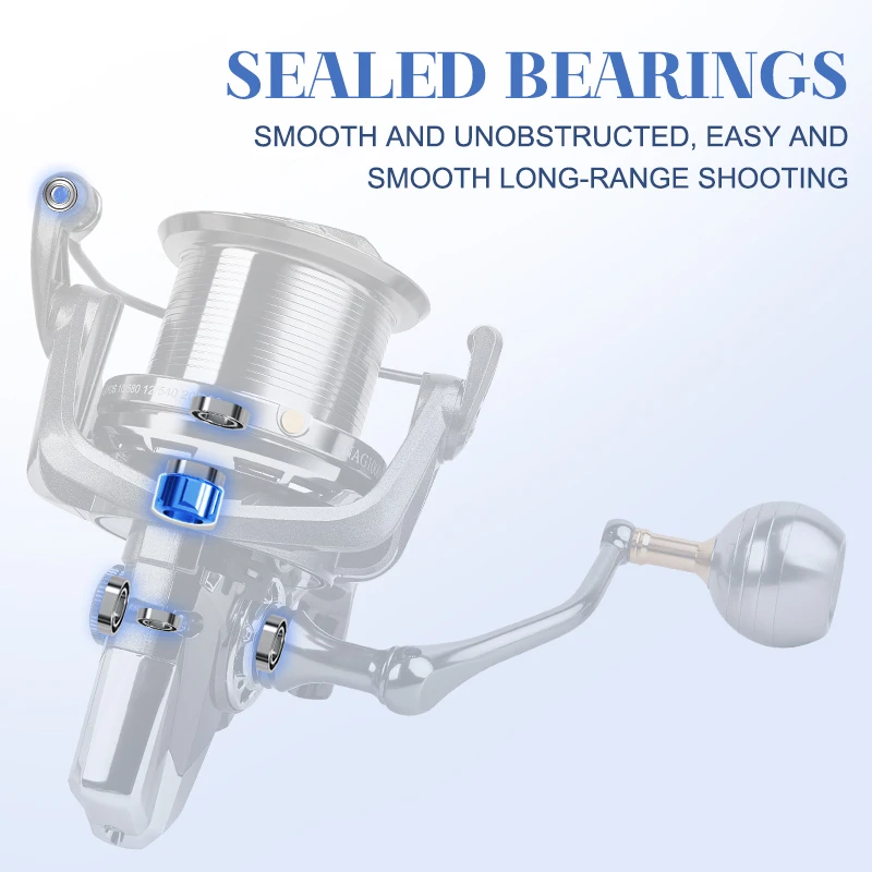 Carrete giratorio de Metal BILLINGS 8000-14000, carrete de fundición larga de arrastre máximo de 20KG y potente carrete de pesca giratorio para Surf en agua salada - imagen 4