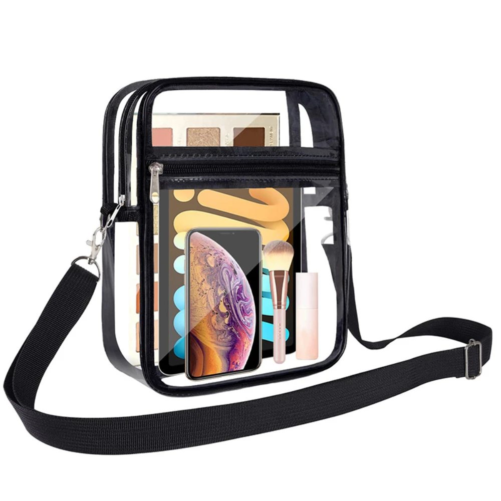 1 unidad de bolso de mensajero transparente de PVC con un solo hombro, bolso de gelatina para mujer, bolso cuadrado pequeño impermeable Simple versátil - imagen 4