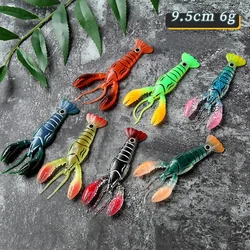 Señuelos de peces blandos, cebos artificiales para camarones, aparejos de pesca, langosta, cangrejo, gusano, Anguila, Needfish, Swimbaits, cabeza de anzuelo, herramientas de pesca de 95mm