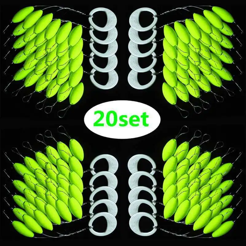 5 10 20 Juego de flotador de espuma para pesca, indicadores de huelga, Bobbers ovalados EVA, aparejo flotante de lágrima, aparejo Pompano, aparejos inferiores, pesca en barco