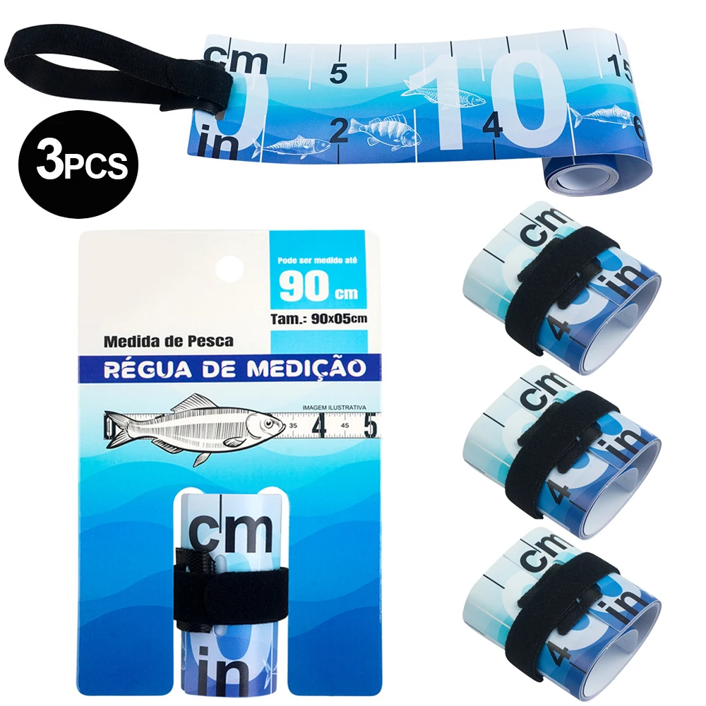 Cinta métrica de pesca impermeable, 3 uds., 90cm/35 pulgadas, regla para medir peces, cinta, regla de pesca para aparejos de pesca de carpa
