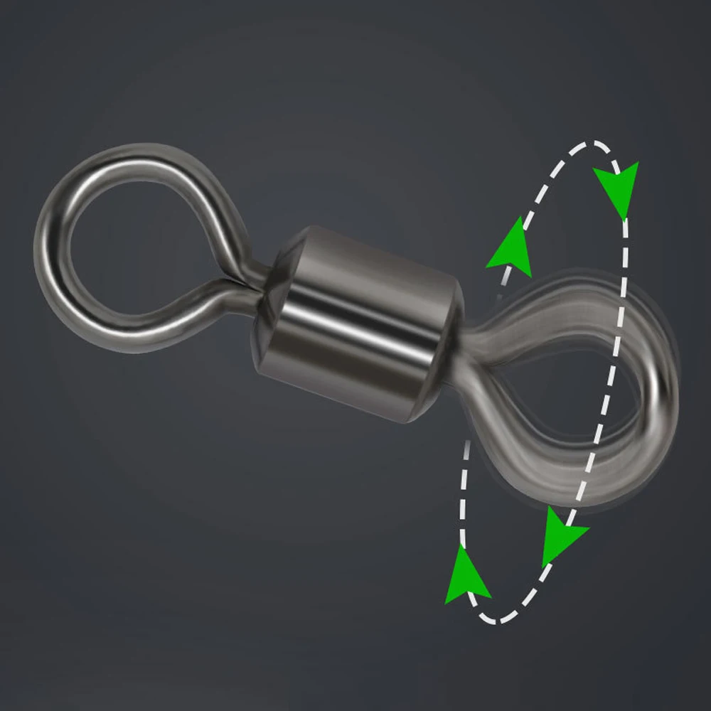 100 Uds. Conector sólido de latón giratorio de pesca, rodamiento de bolas a presión, anzuelo rodante para pesca, señuelo, aparejos de anillo sólido - imagen 3