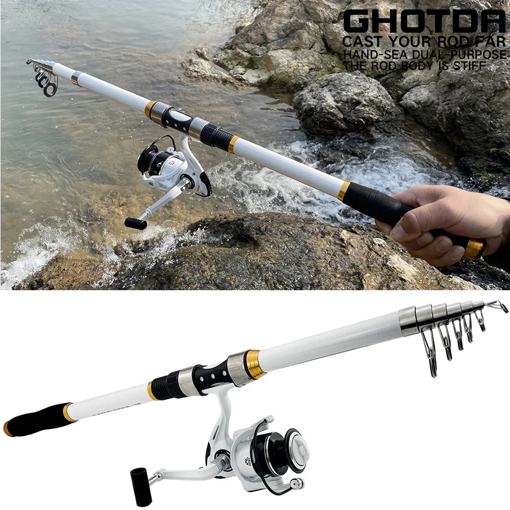 Combo de cañas de pescar, caña giratoria de fibra de carbono de 2,1-3,6 m y carrete giratorio de la serie 2000 ~ 5000, arrastre máximo de 8Kg para Lucio - imagen 5