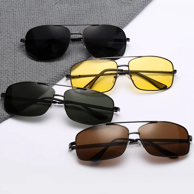 Gafas de sol polarizadas de pesca con montura grande para hombre y mujer, lentes de sol polarizadas con luz de Metal, cuadradas, Retro, Vintage - imagen 2