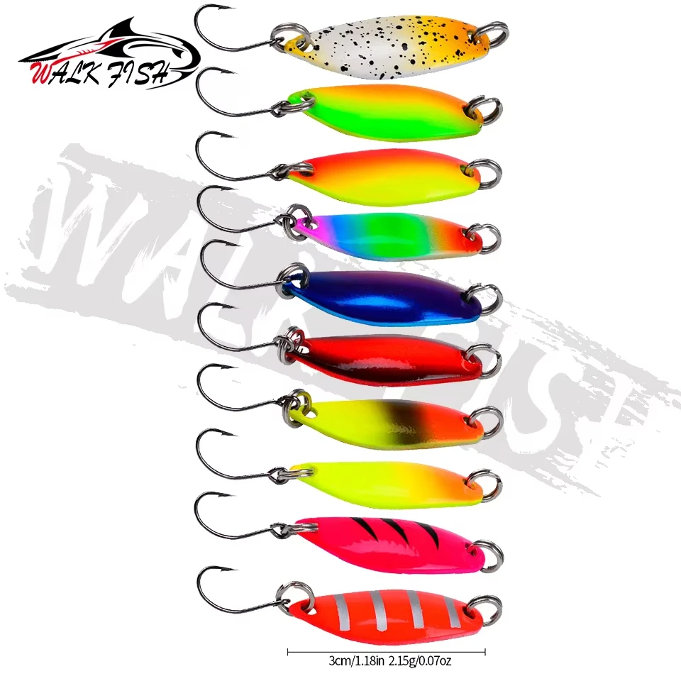 WALK FISH-señuelo de pesca de trucha y lubina, cuchara de Metal de 2,15g y 3cm, lentejuelas coloridas, cebo Artificial duro, aparejos, 1 Uds. - imagen 2