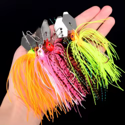 Juego de Señuelos de Pesca, 5 uds., Chatter de Pesca, hoja de Metal sin malezas, anzuelo con cabeza de plantilla, alambre giratorio