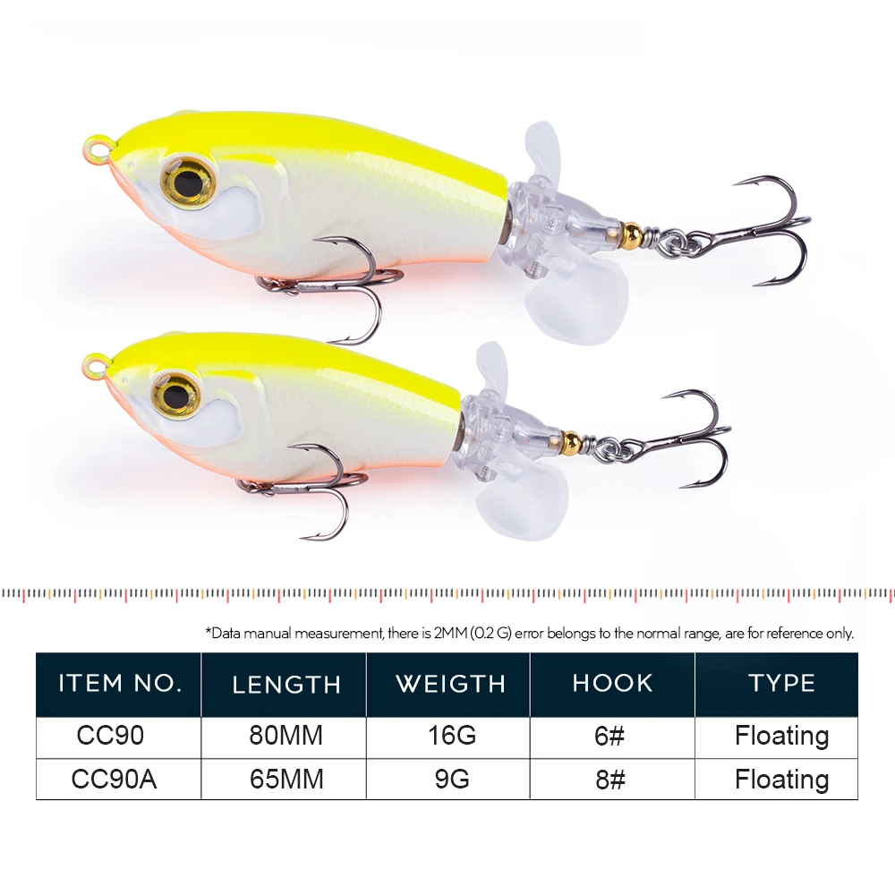 Hanlin Topwater-Cebo duro Popper Whopper, lápiz de plástico de cola giratoria suave, señuelo de pesca Artificial, aparejos de Lucio, 65/85mm, 9/16g - imagen 2