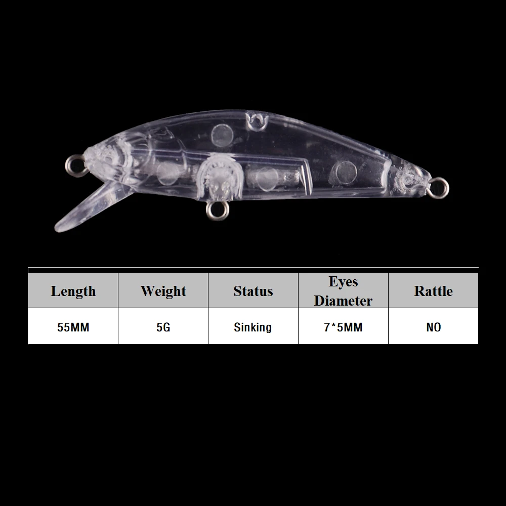 Chan'sHuang 30 Uds cebo de pesca en blanco sin pintar 5,5 cm 5g pececillo de hundimiento lento DIY Señuelos de pesca artificiales - imagen 2