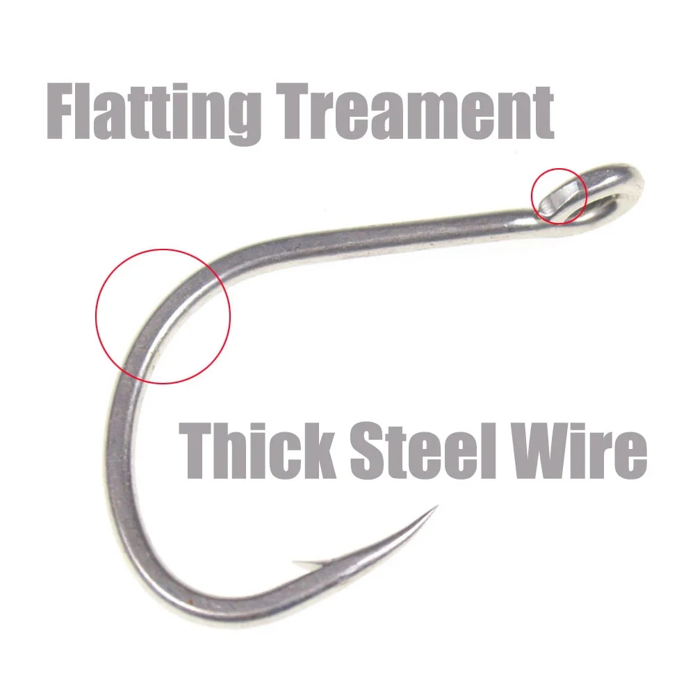 10 Uds. Anzuelos de agua salada antioxidantes de estaño mate, anzuelo de púas de acero rico en carbono, anzuelo de señuelo de ayuda para Jigging 1 # 1/0 2/0 3/0 4/0 5/0 - imagen 3