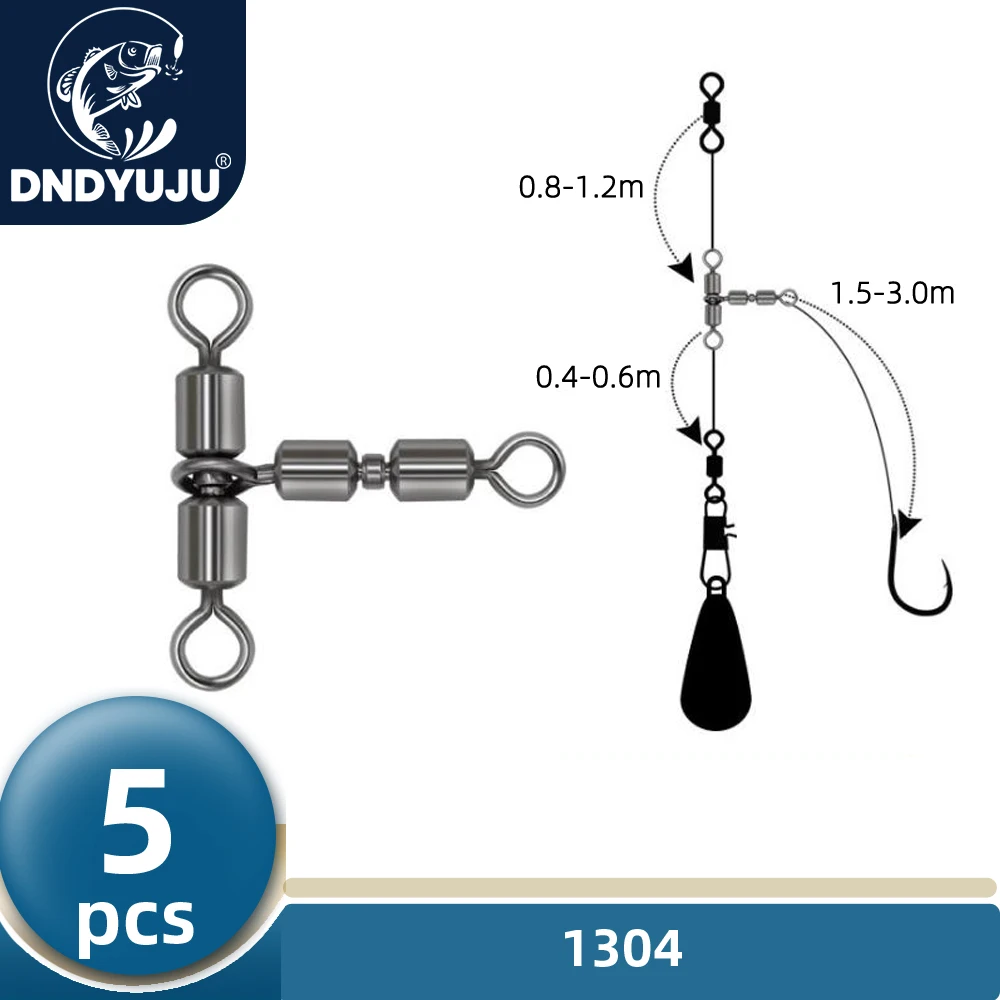 DNDYUJU 5 uds giratorios de pesca conector sólido de alta velocidad doble triángulo rodante accesorios de pesca para anzuelo de pesca