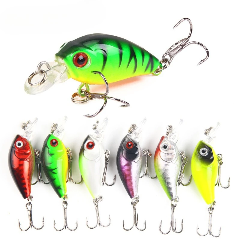 7 Uds 7 colores 4,5 cm/3,8g cebo con manivela Minnow juego de señuelos de pesca cebo Artificial flotante cebo de pesca Topwater aparejos de pesca - imagen 2