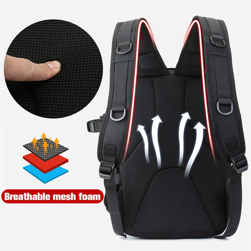 Bolsa de almacenamiento de aparejos de pesca grande con soporte para caña, botella de agua táctica, mochila, señuelos, equipo, bolsos de hombro, bolsillos, pescadores informales - imagen 5