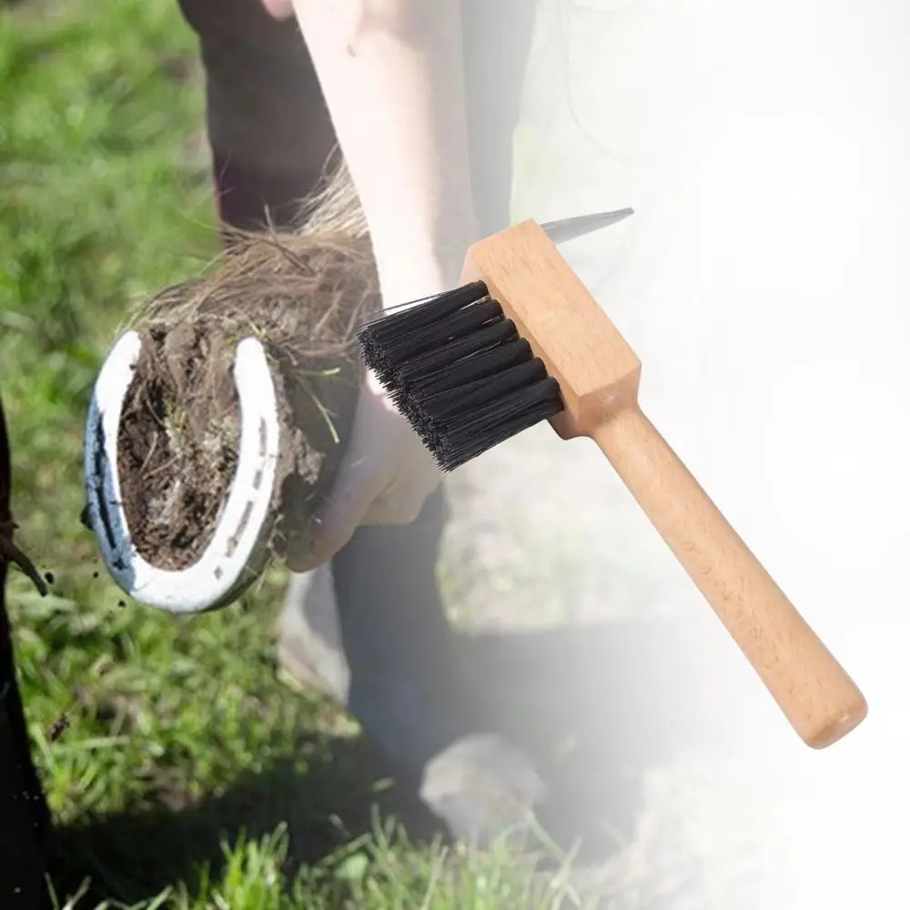 Mango de madera para caballos, cepillo de aseo para pezuñas, herramientas agrícolas, cepillo de limpieza de pezuñas, recorte de zapatos, pies, caballos, selección de aseo - imagen 4