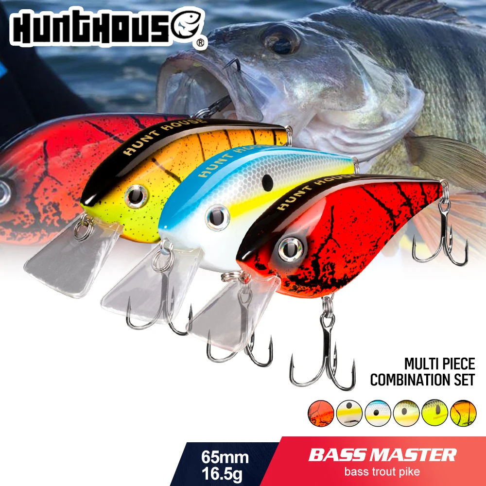 Hunthouse 4/6/8 Uds señuelo de pesca Crankbait 65mm/16,5g cebos duros flotantes Swimbait para aparejos de trucha Lucio