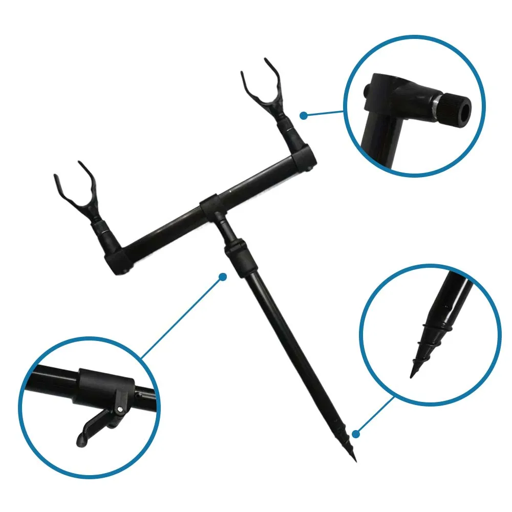 JSFUN 1 Juego de barras de zumbido para pesca de carpa para 2 varillas soporte de caña de pescar de aluminio accesorios de pesca - imagen 4