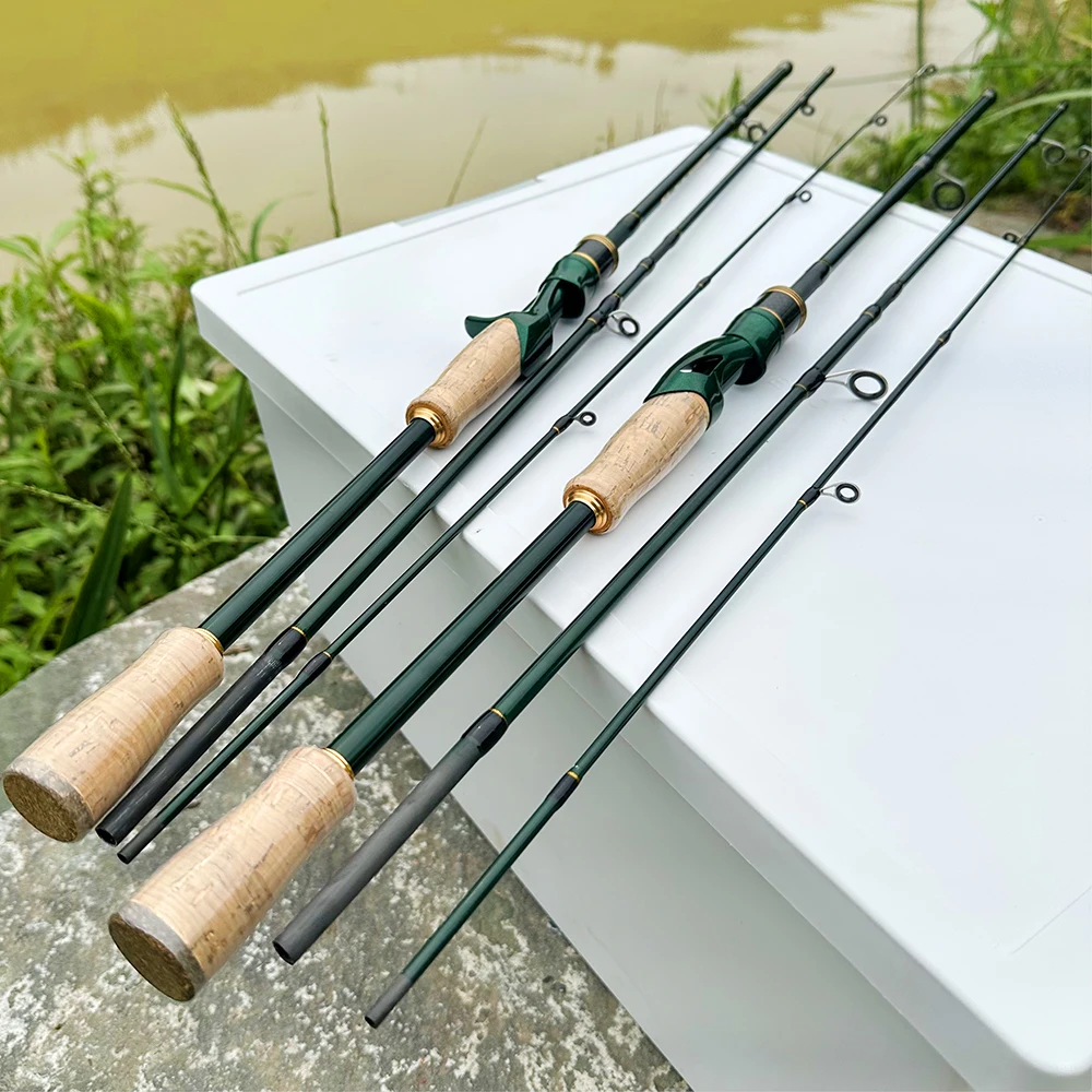 Caña de pescar de varias secciones de carbono para viaje, Baitcasting giratoria de alta calidad, caña de pescar ultraligera de acción rápida ML, 2,1 M/2,4 M - imagen 3