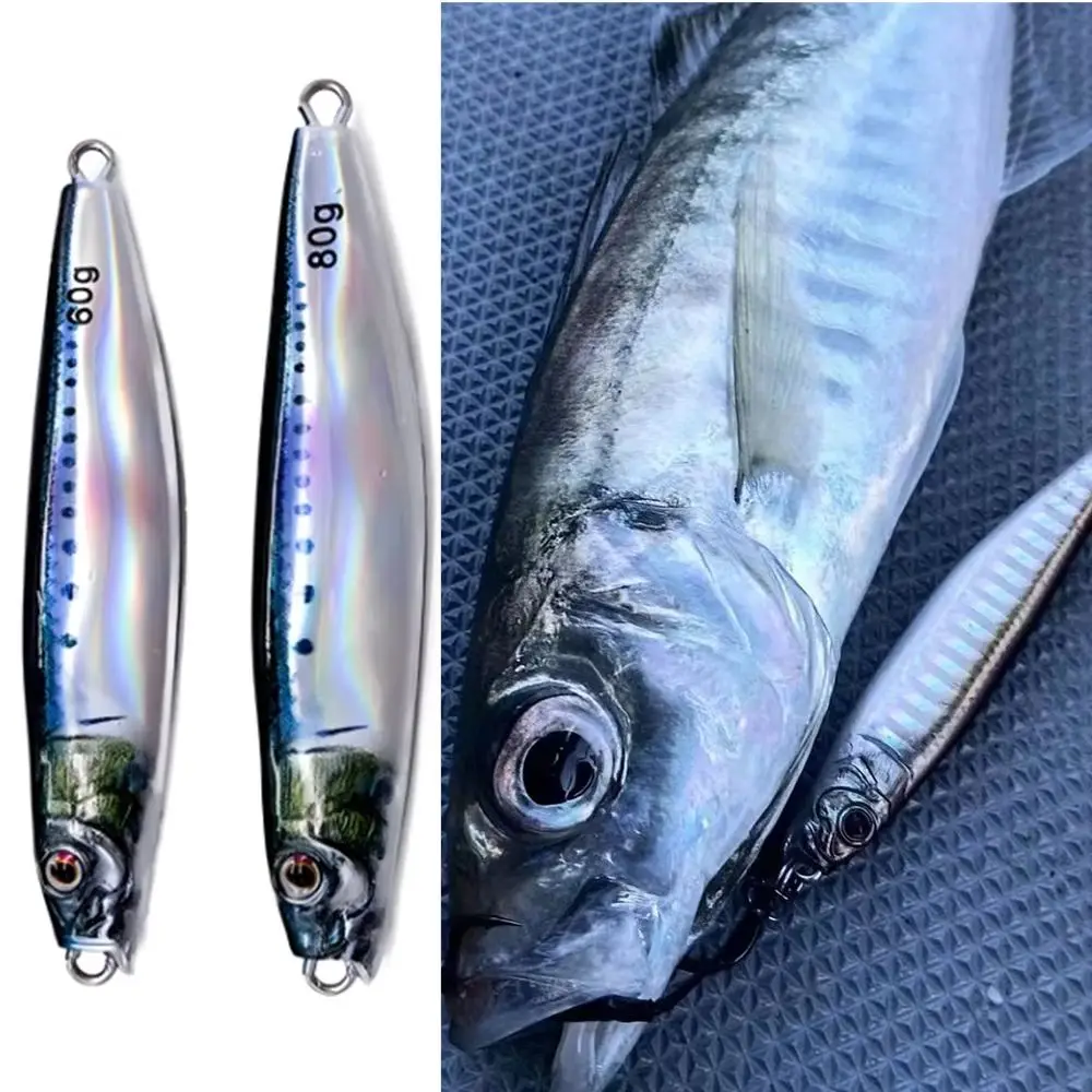 Jig de Metal 3D Shore Jigging 60G80G arrastre fundido cuchara dura cebo pesca de agua salada lubina trucha señuelos atún Mahi Marlin - imagen 4