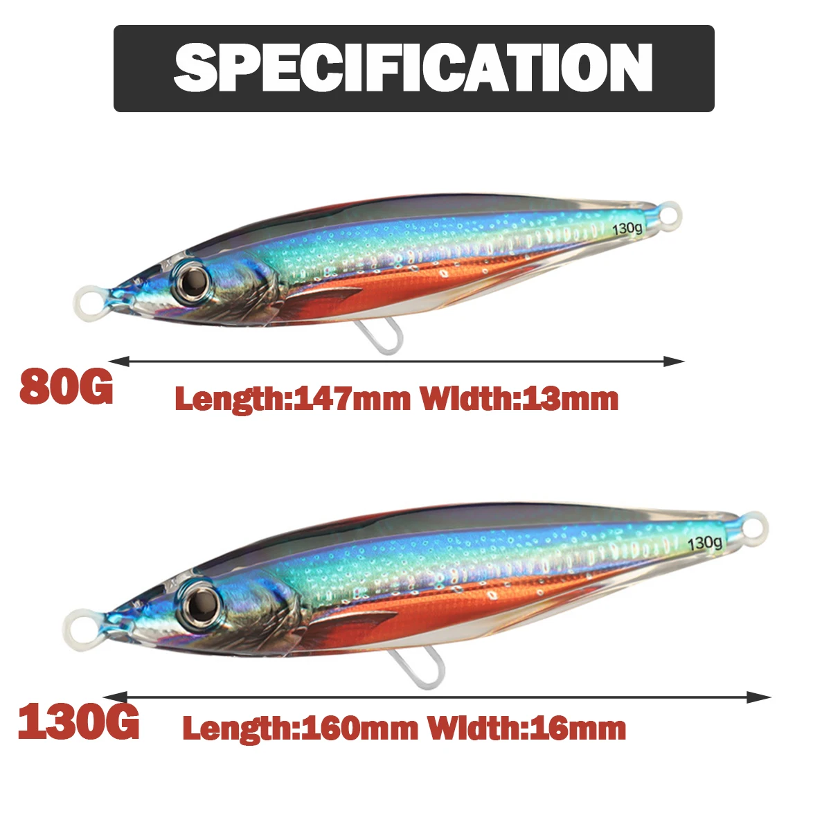 Jig de Metal de resina, cebo de atún, 2,8 oz, 4,58 oz, agua salada, lápiz de fundición larga, señuelo de pesca, 80g, 130g, cebo de mar Artificial que se hunde - imagen 4