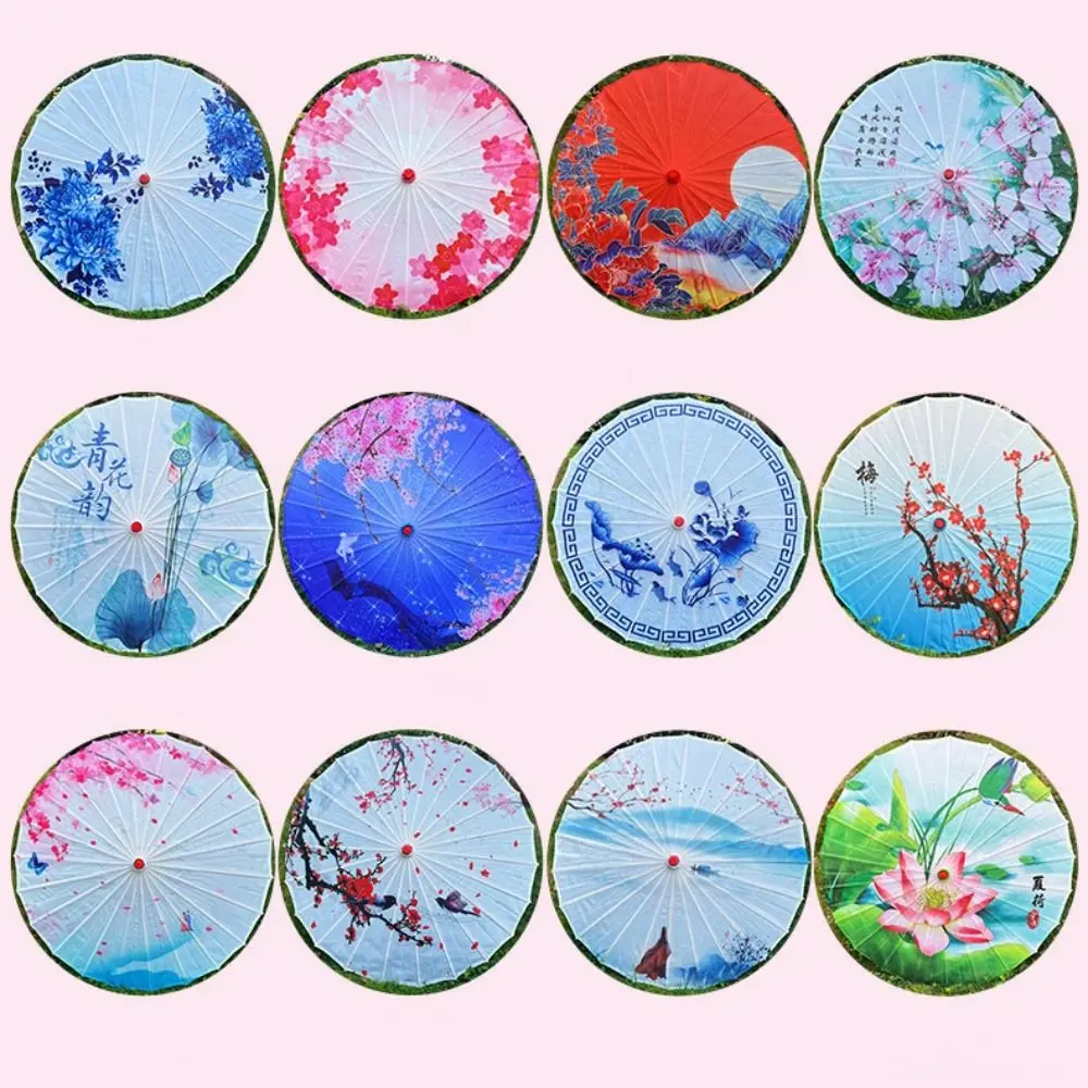 Abanico de paraguas de 56cm estilo antiguo chino 10 colores Prop paraguas de baile tela de seda paraguas clásico de estilo japonés - imagen 5