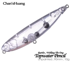 Señuelo Walking Dog Chan'sHuang – Topwater blanco sin pintar