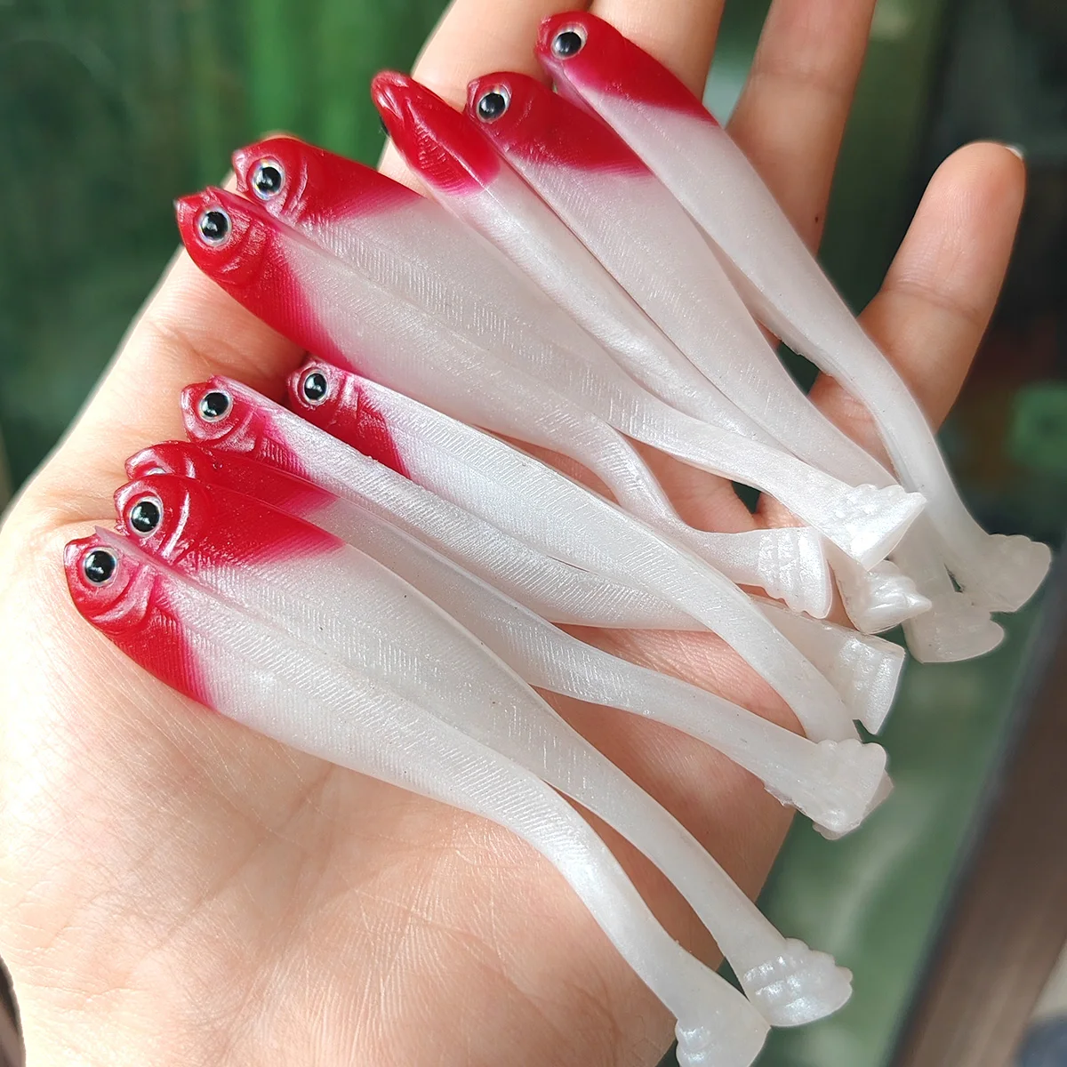 10 Uds. Señuelos blandos para pesca, 8cm, 11cm, silicona, Spark Shad, Swimbait, gabaritos de gusano, cebo Zander, lubina, trucha, Lucio, Leurre Souple - imagen 2