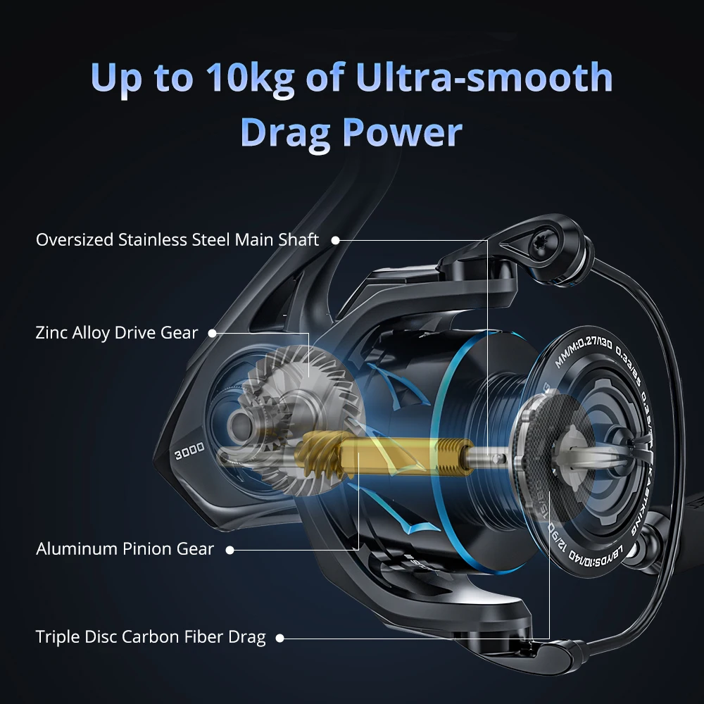 Carrete giratorio KastKing Spartacus III innovador resistente al agua 7-10KG potencia máxima de arrastre 195g peso ligero para pesca de Lucio - imagen 5