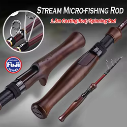 Caña retráctil de fundición/Spinning de 1,5 m, caña de pescar de lubina giratoria y fundida de acción rápida con alto contenido de carbono, caña con mosca para pesca de trucha y ninfa
