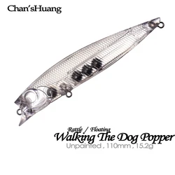 Chan'sHuang Popper Flotante – Señuelos Pintar DIY Caminar el Perro