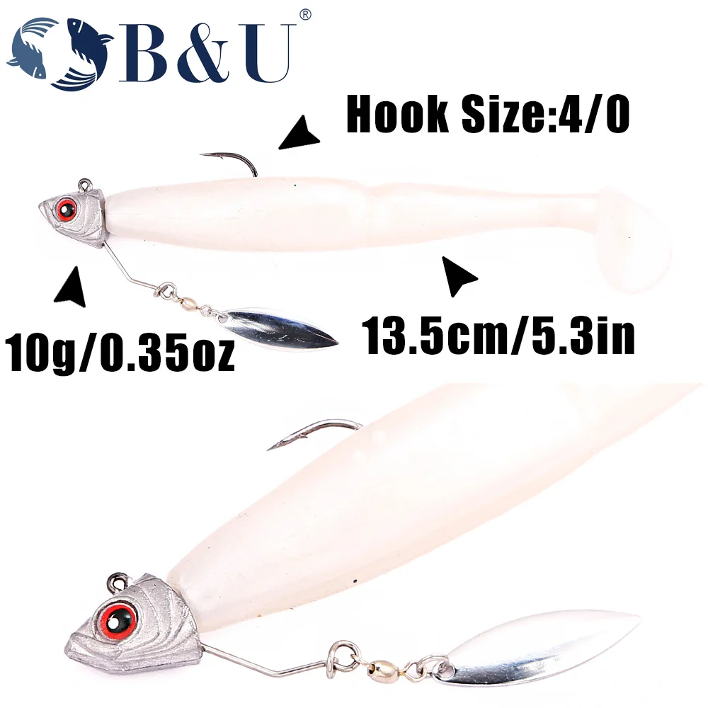 B & U Jig Head Spinner — Anzuelo para vinilo con ojo 3D - imagen 4