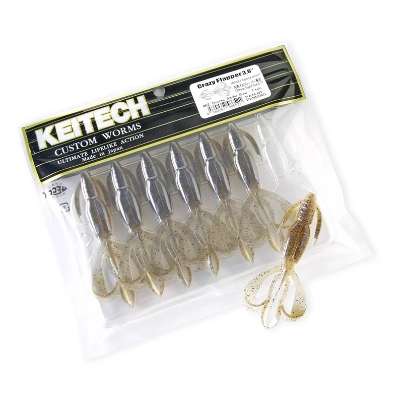 KEITECH Japón Original Crazy Flapper forma de camarón gusanos personalizados 2,4-4,4 pulgadas 2,1-12g señuelo de pesca de acción realista definitiva - imagen 5