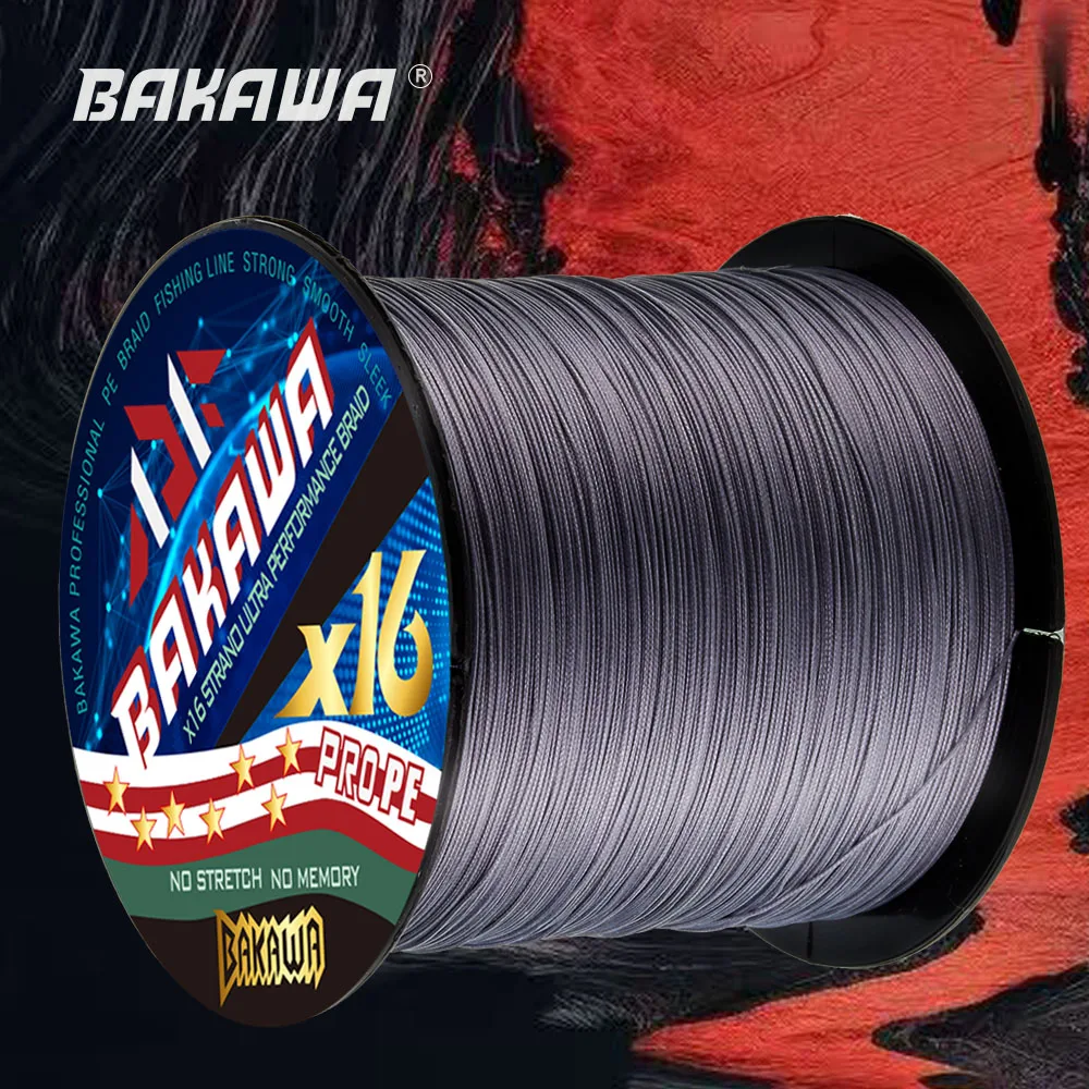 Línea de pesca BAKAWA X16 300M 16 hebras línea de pesca trenzada línea de PE multifilamento para Accesorios de pesca de alambre de pesca de carpa