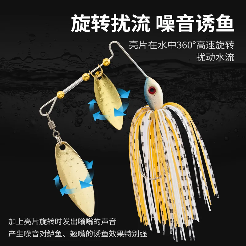 Señuelo de pesca Bass Pike Walleye Barba 12g 17g Walleye Buzzbait borla Chatter Spinner cebo pesca en el mar - imagen 3