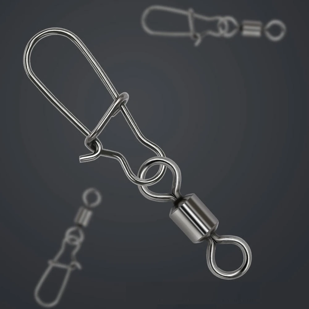 DNDYUJU 100 Uds conector de pesca de acero inoxidable Pin rodamiento giratorio Snap anzuelo señuelo giratorios accesorios de aparejos - imagen 4