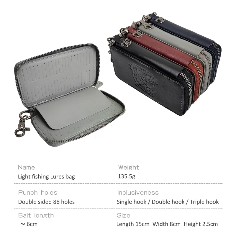 Bolsa de pesca portátil, estuche rígido para almacenamiento de cebo, anzuelo táctico, plantilla de Metal, lentejuelas - imagen 3