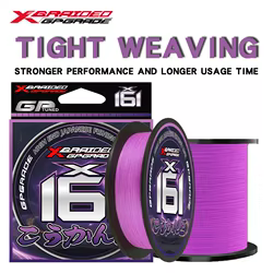 Línea de pesca trenzada YGKPE X16, 16 hebras trenzadas Purple100/150/200/300/500M, línea de pesca de PE, multifilamento Ultra suave, línea de pesca japonesa
