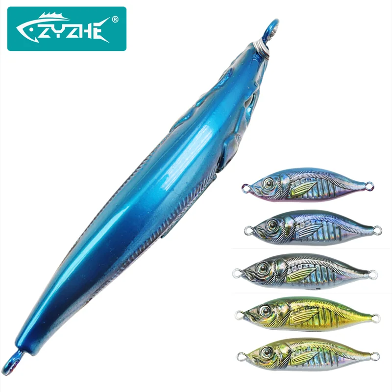 ZYZ 1 unidad de cebo simulado JIG de pesca 60/80G señuelo de pesca en forma de S de Jigging lento cebo Artificial pesca de fundición larga Fakebait