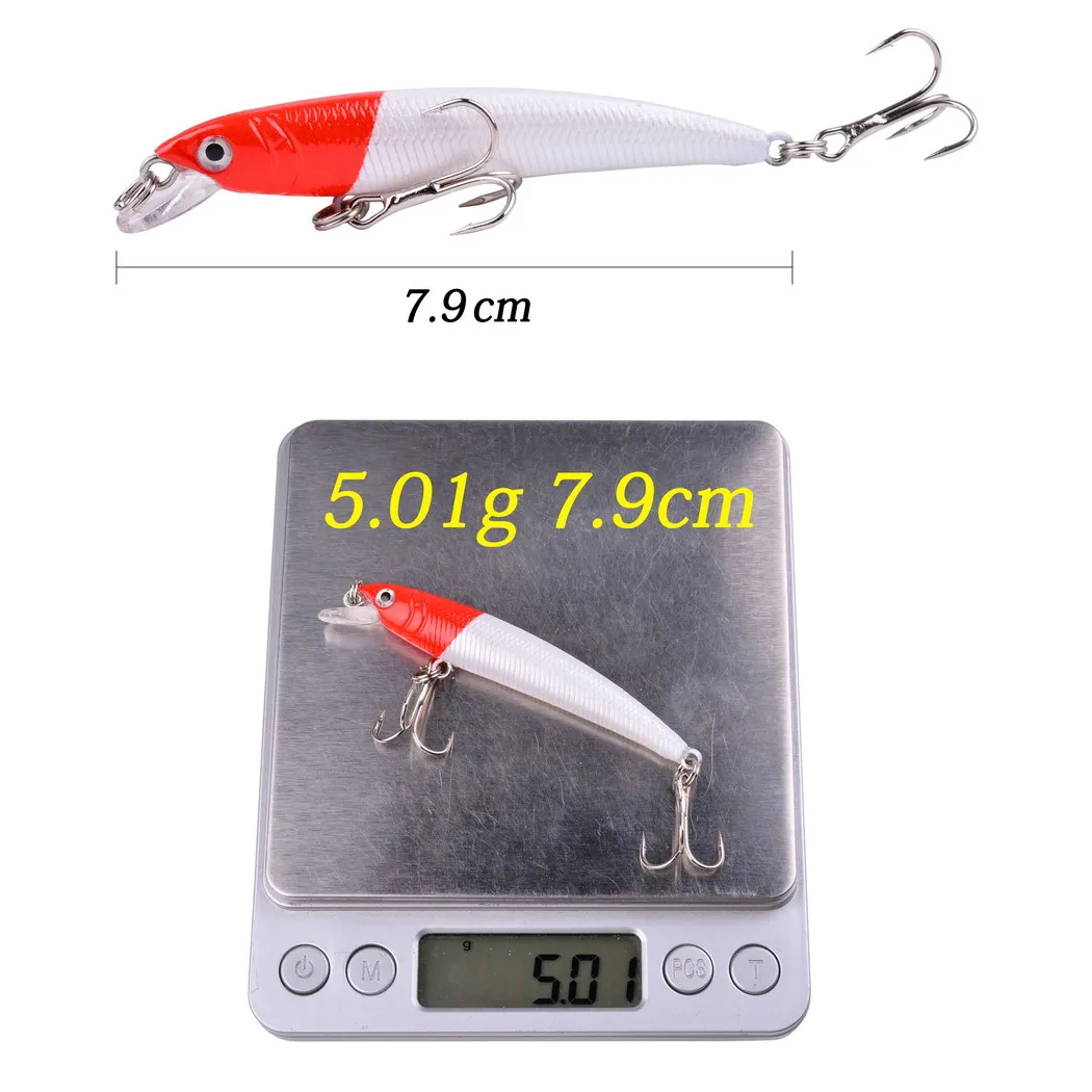 Señuelos de Pesca de 5g y 75mm, Wobblers duros Crankbait, ojos 3D, cebo duro de plástico Artificial, aparejos de Pesca de carpa, 12 Uds. - imagen 5