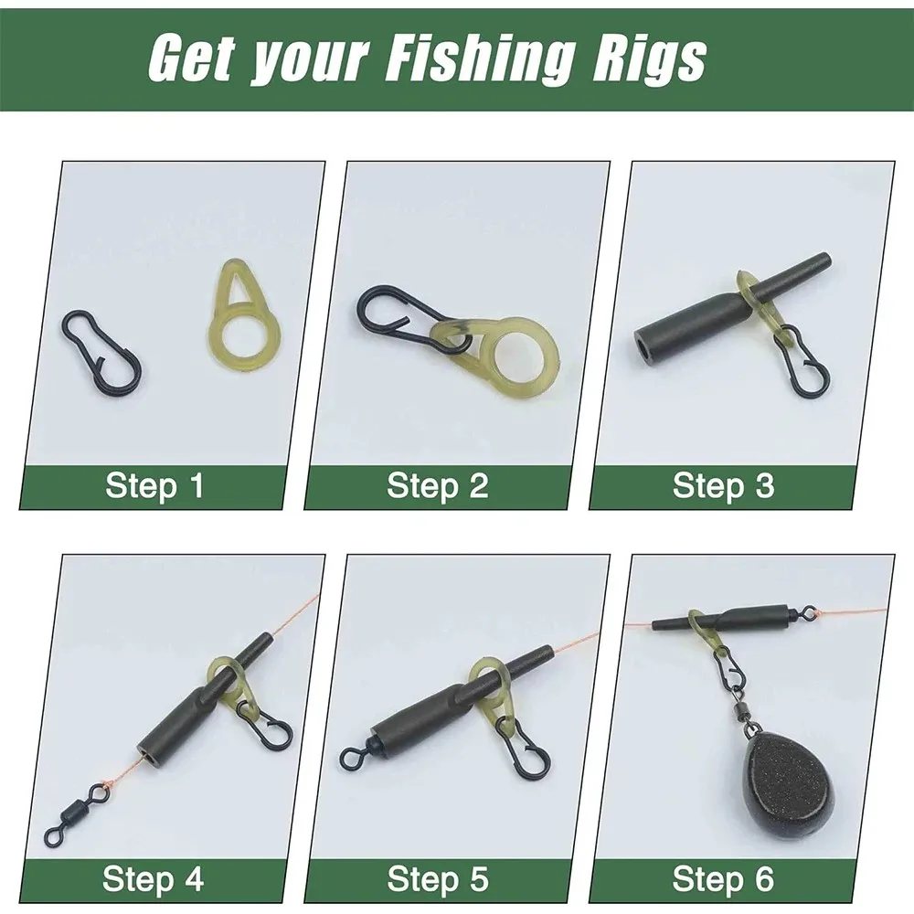 Aparejos de pesca de carpa de 70 piezas, accesorios de aparejos terminales, broches giratorios de cambio rápido, anillos de aparejo de carrera, cuentas de goma, Clips giratorios - imagen 5