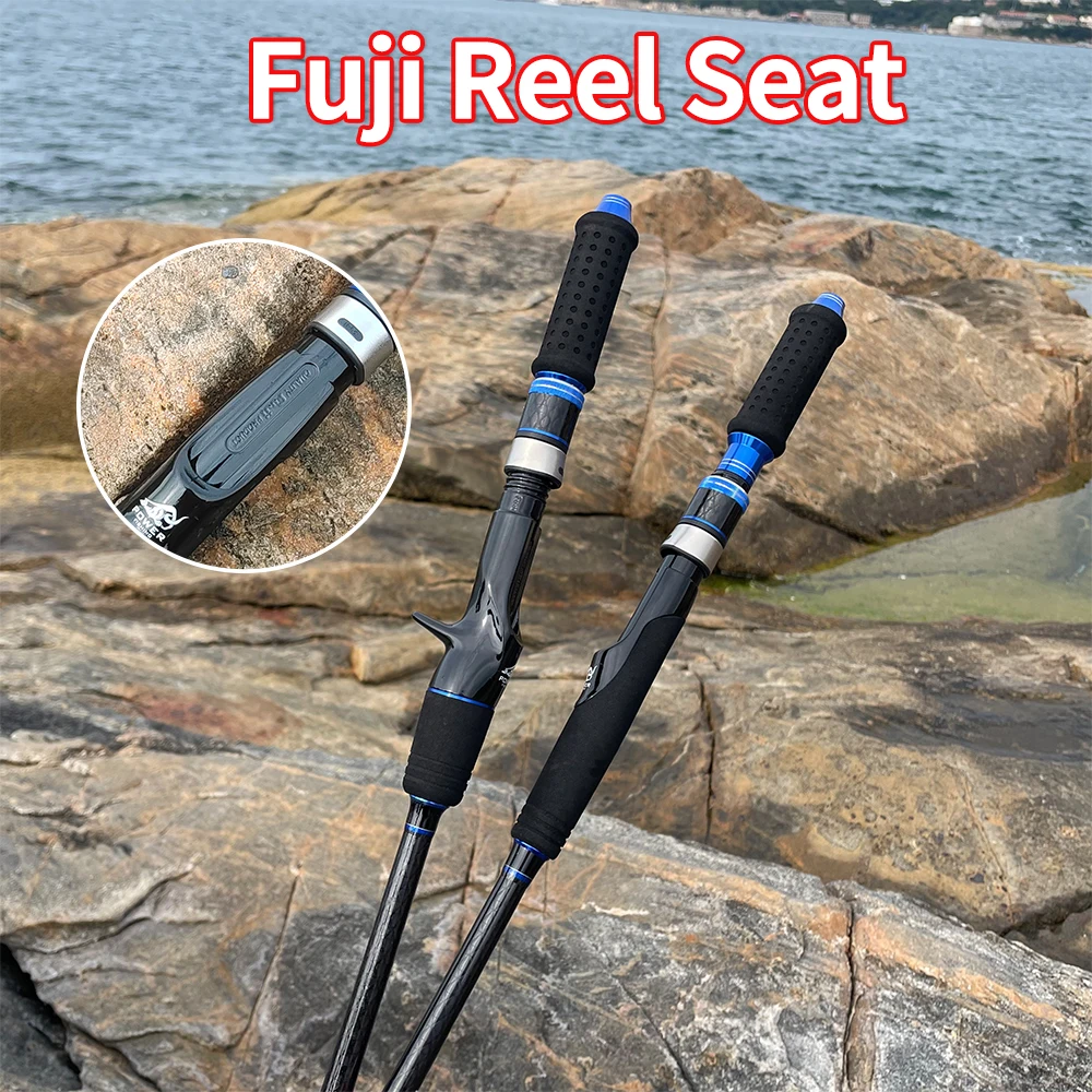 ROLLFISH-varilla de Jigging de agua salada de fibra de carbono de acción rápida, ideal para guías Fuji de atún en alta mar y asiento de carrete + línea de PE de 100m - imagen 4